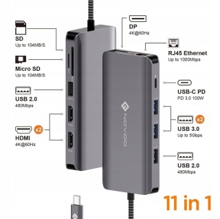NOVOO 11 in 1 PRO +Stacja dokująca Hub USB C 4K 60Hz
