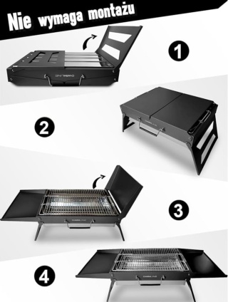 PRZENOŚNY GRILL WĘGLOWY BBQ, SKŁADANY MINI GRILL ZE STALI NIERDZEWNEJ NA KEMPING