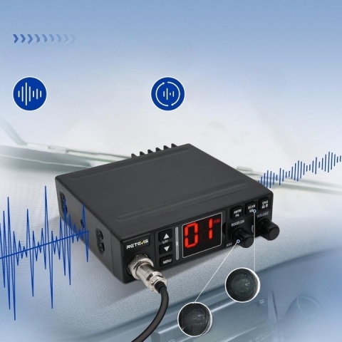 RADIO CB SAMOCHODOWE RETEVIS MB63A AM/FM KOMUNIKATOR ODBIORNIK 12/24V PRO