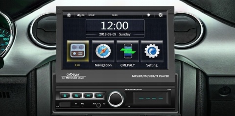 Radio samochodowe Podofo SH4AMPOD z wysuwanym ekranem dotykowym 7" – Android, Bluetooth, Kamera cofania