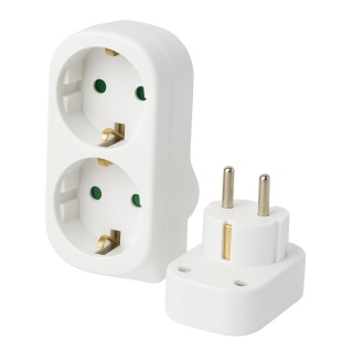 Rozgałęźnik Złodziejka Rozdzielacz 2 gniazda biały zestaw 3 szt