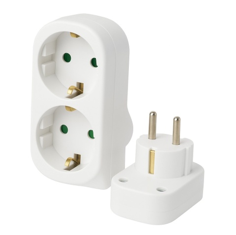 Rozgałęźnik Złodziejka Rozdzielacz 2 gniazda biały zestaw 3 szt