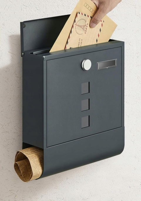 SONGMICS Skrzynka na listy, naścienna Kolor antracyt