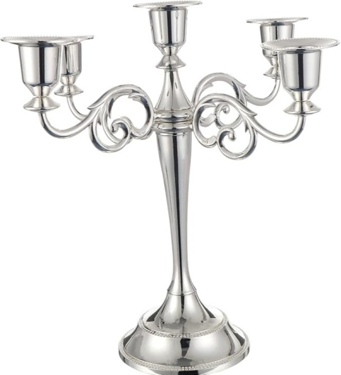 Świecznik 5-ramienny metalowy stojak na świecie stożkowe