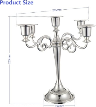 Świecznik 5-ramienny metalowy stojak na świecie stożkowe
