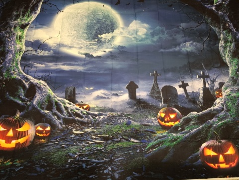 TŁO FOTOGRAFICZNE ŚCIANKA HALLOWEEN 210x150 cm UPIORNE