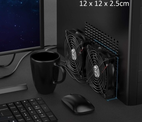WENTYLATOR PODWÓJNY KOMPUTEROWY PRZENOŚNY USB 120x120x2,5cm 3 TRYBY