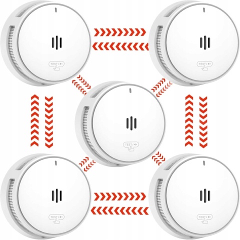 Wisualarm 5x Czujnik Dymu, Bezprzewodowy, DIN EN14604