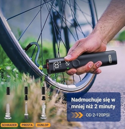 Woowind BP188 Elektryczna pompka rowerowa do opon , 150 PSI + ładowarka samochodowa