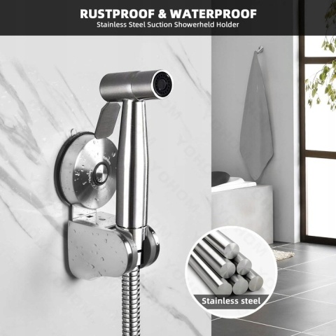 YOHOM uchwyt głowicy prysznicowej z przyssawką ze stali nierdzewnej