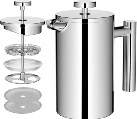 ZAPARZACZ DO HERBATY KAWY ZIÓŁ NIERDZEWNY DZBANEK STALOWY 1L SREBRNY