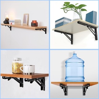 ZESTAW 2X KĄTOWNIK SKŁADANY WSPORNIK POD PÓŁKĘ STÓŁ BLAT CZARNY 450MM