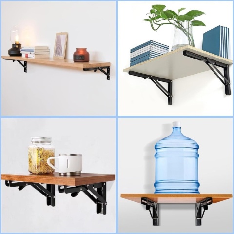 ZESTAW 2X KĄTOWNIK SKŁADANY WSPORNIK POD PÓŁKĘ STÓŁ BLAT CZARNY 450MM