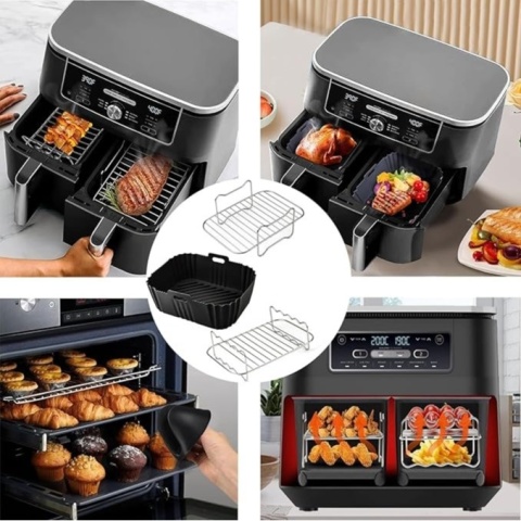 AKCESORIA DO AIRFRYERA ZESTAW AKCESORIÓW – SILIKONOWE FORMY + RUSZTY + SZPADY + NARZĘDZIA