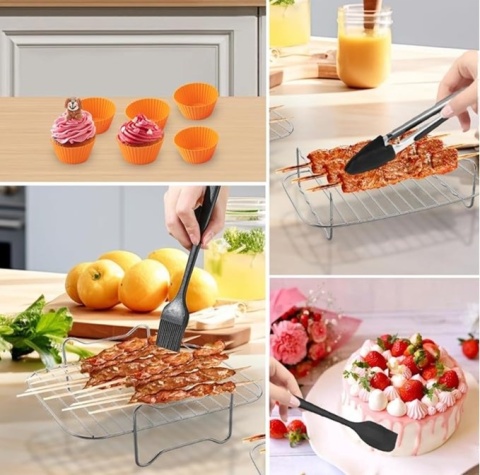 AKCESORIA DO AIRFRYERA ZESTAW AKCESORIÓW – SILIKONOWE FORMY + RUSZTY + SZPADY + NARZĘDZIA