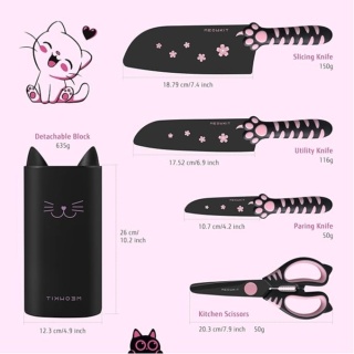 ZESTAW NOŻY 5W1 BLOK KOCIA ŁAPA OSTRZA STALOWE NOŻE PREMIUM,