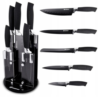 ZESTAW NOŻY 6 EL. NOŻE KUCHENNE CERAMICZNE BLOK POWERMAT PM-ZNK-5-C