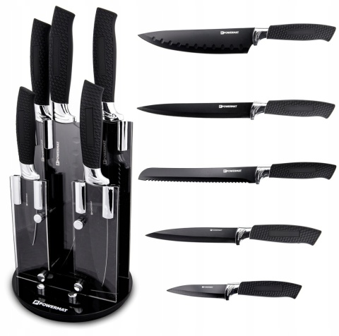 ZESTAW NOŻY 6 EL. NOŻE KUCHENNE CERAMICZNE BLOK POWERMAT PM-ZNK-5-C