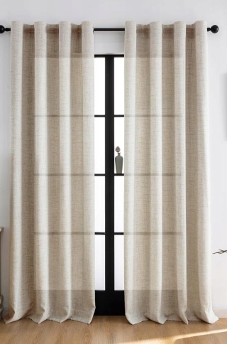 Zasłony Melodieux Linen Look 245 cm x 140 cm 2szt. Beżowe na taśmie