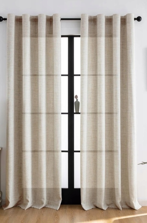 Zasłony Melodieux Linen Look 245 cm x 140 cm 2szt. Beżowe na taśmie