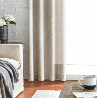 Zasłony Melodieux Linen Look 245 cm x 140 cm 2szt. Beżowe na taśmie