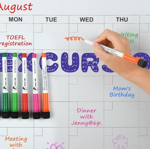 Markery suchościeralne 36 szt POPRUN – magnetyczna końcówka, gumka do mazania