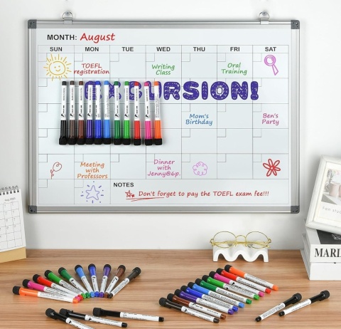 Markery suchościeralne 36 szt POPRUN – magnetyczna końcówka, gumka do mazania