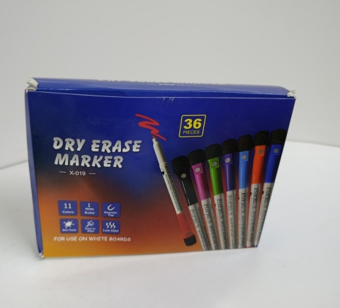 Markery suchościeralne 36 szt POPRUN – magnetyczna końcówka, gumka do mazania