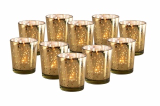 1Świecznik na tealighty Filiżanka nakrapiana złota świeca 10 szt + 1 gratis