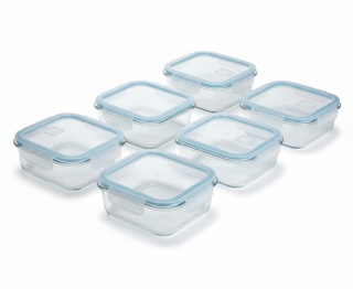 6 x Pojemnik szklany z pokrywką 1 L