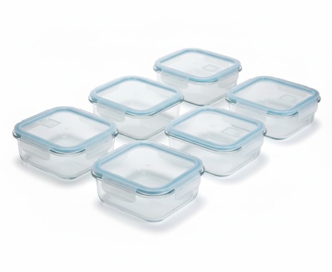 6 x Pojemnik szklany z pokrywką 1 L