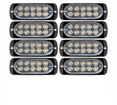 8x LAMPY OSTRZEGAWCZE STROBOSKOP POMOC LAWETA 12 LED