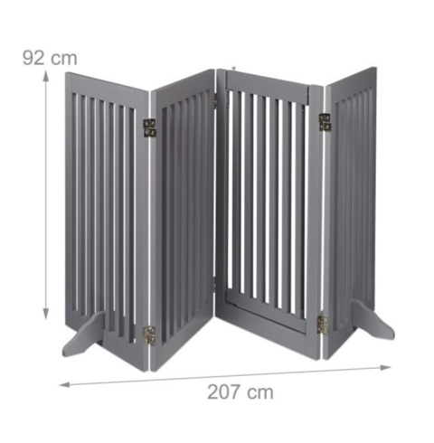Barierka szara z drzwiami bramka zabezoieczająca wys 92 cm Relaxdays