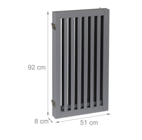 Barierka szara z drzwiami bramka zabezoieczająca wys 92 cm Relaxdays