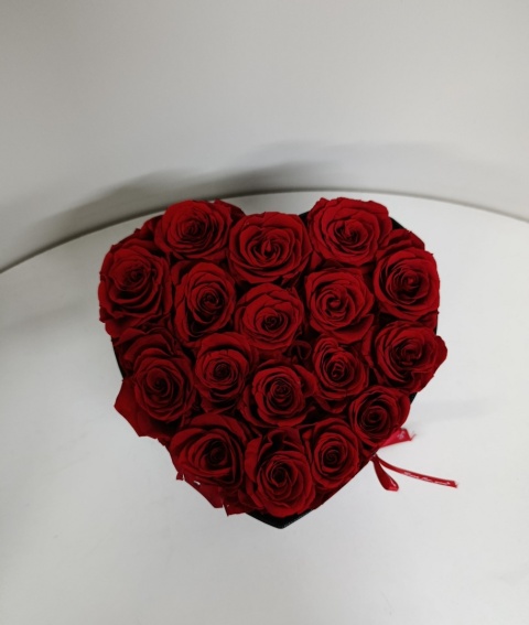 Flower Box CZERWONE RÓŻE 17 szt Pudełko w kształcie Serca