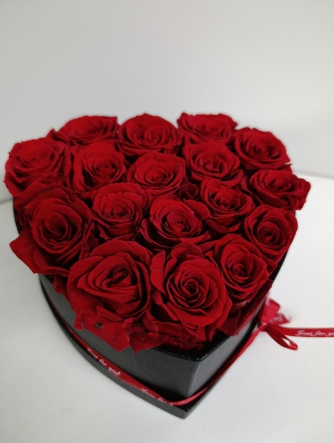 Flower Box CZERWONE RÓŻE 17 szt Pudełko w kształcie Serca