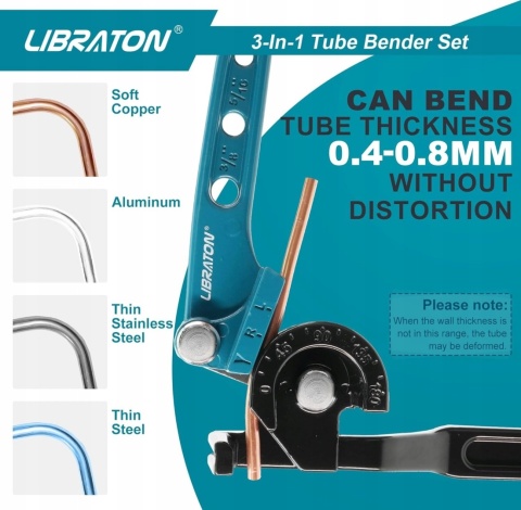 Giętarka ręczna do rur miedzianych i przewodów Libraton 0,4 - 0,8mm