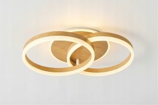 Lampa Sufitowa Led ściemnialna 3-Pierścieniowa Z Pilotem słoje drewna