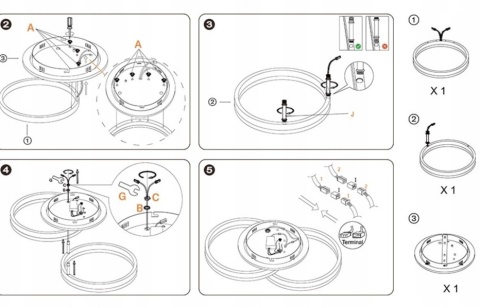 Lampa Sufitowa Led ściemnialna 3-Pierścieniowa Z Pilotem słoje drewna
