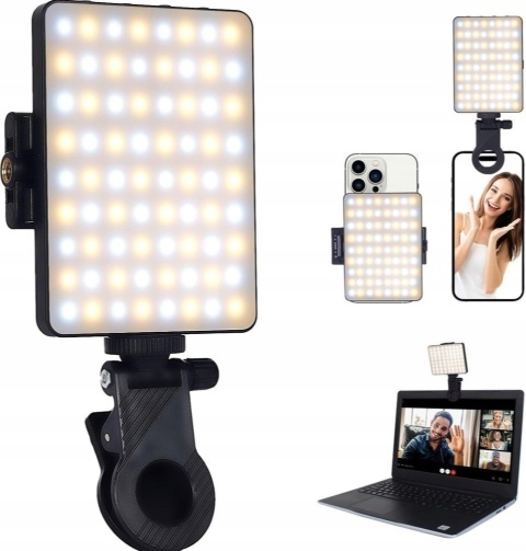 MINI PRZENOŚNA LAMPA LED DO ZDJĘĆ SELFIE MAKIJAŻU KLIPS DO TELEFONU