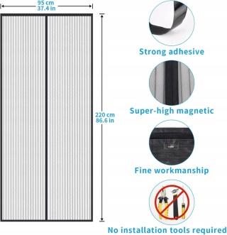 Magnetyczna moskitiera 4UMOR do drzwi i okien 95x220cm, czarna