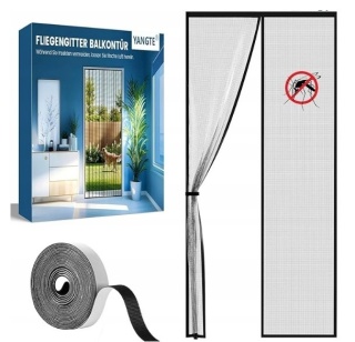 Moskitiera Siatka Magnetyczna Drzwi Tarasowe czarna 110x220cm