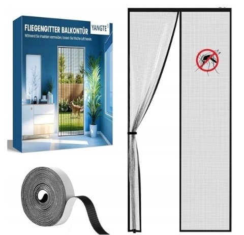 Moskitiera Siatka Magnetyczna Drzwi Tarasowe czarna 110x220cm