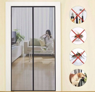Moskitiera magnetyczna drzwi 90x210 cm Czarna YANGTE