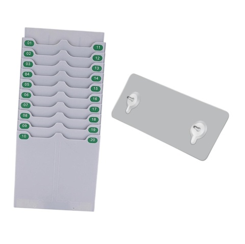 ORGANIZER ŚCIENNY NA KARTY CZASU PRACY / IDENTYFIKATORY – 20 KIESZENI stojak na karty magnetyczne