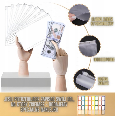 PLANER BUDŻETOWY DO OSZCZĘDZANIA DZIENNIK NOTES CZARNY ZŁOTY Z KOPERTAMI