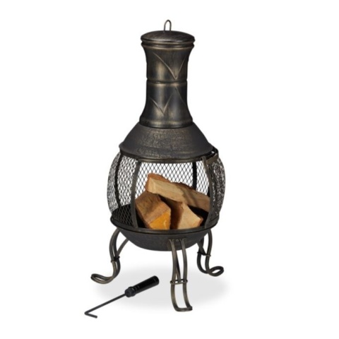 Kominek ogrodowy, Palenisko ogrodowe Relaxdays żeliwne 89x45 cm styl aztecki