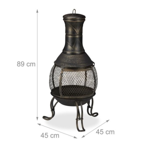Kominek ogrodowy, Palenisko ogrodowe Relaxdays żeliwne 89x45 cm styl aztecki