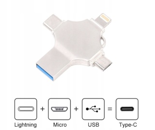Pendrive P&S 4 W 1 128 GB USB 3.0 srebrny Flash Drive 4 w 1 Apple | PC