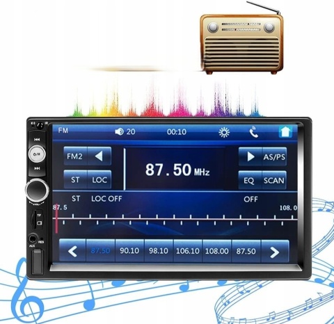 Radio Samochodowe 2DIN Ekran Dotykowy 7-calowy Kamera Cofania Pilot